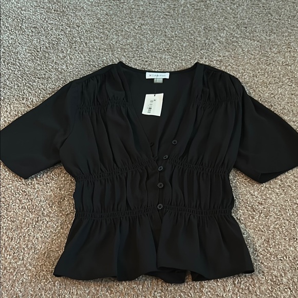 Calvin Klein Tops - Calvin Klein Black Ruched Peplum Blouse